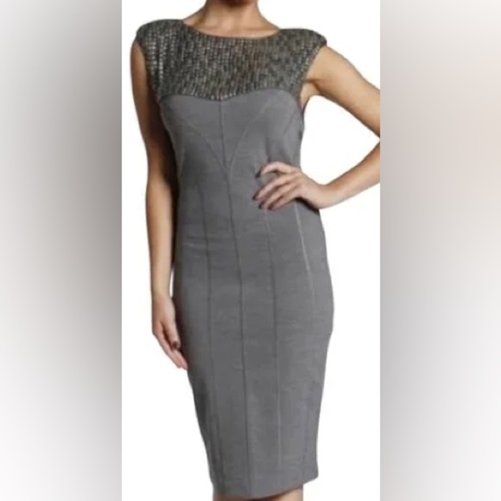 Ted Baker Grey Embellished Sheath Dress